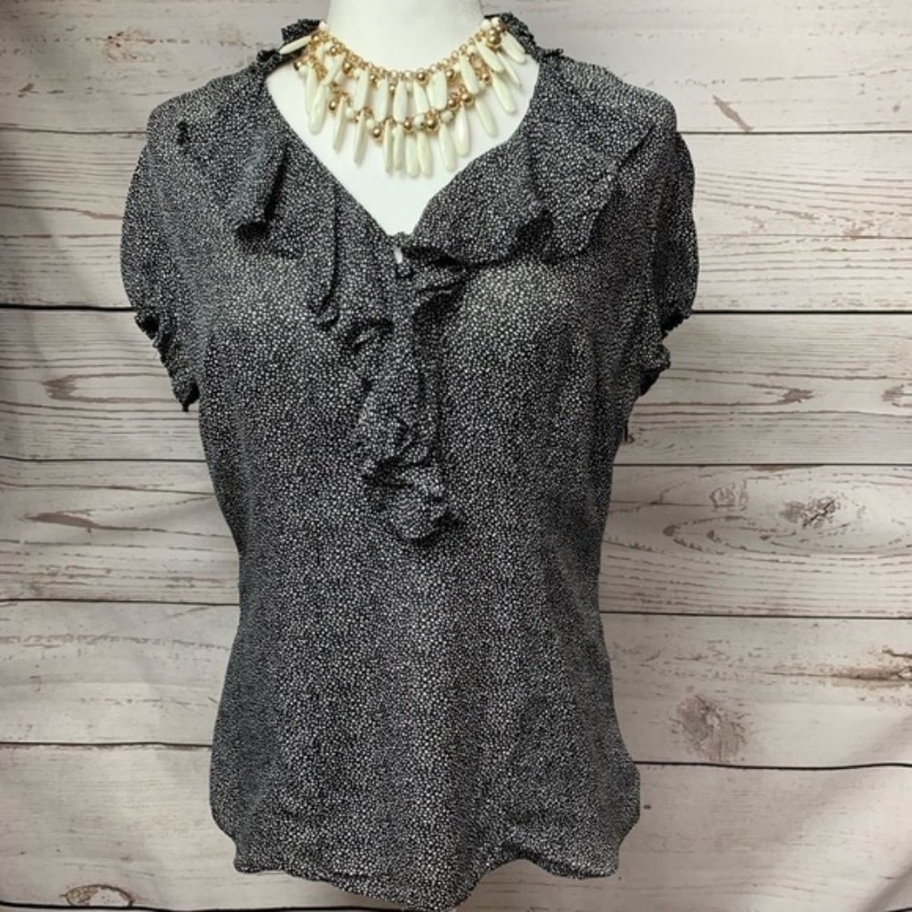 NWOT WHBM Polka Dot Ruffle Silk Blouse Small